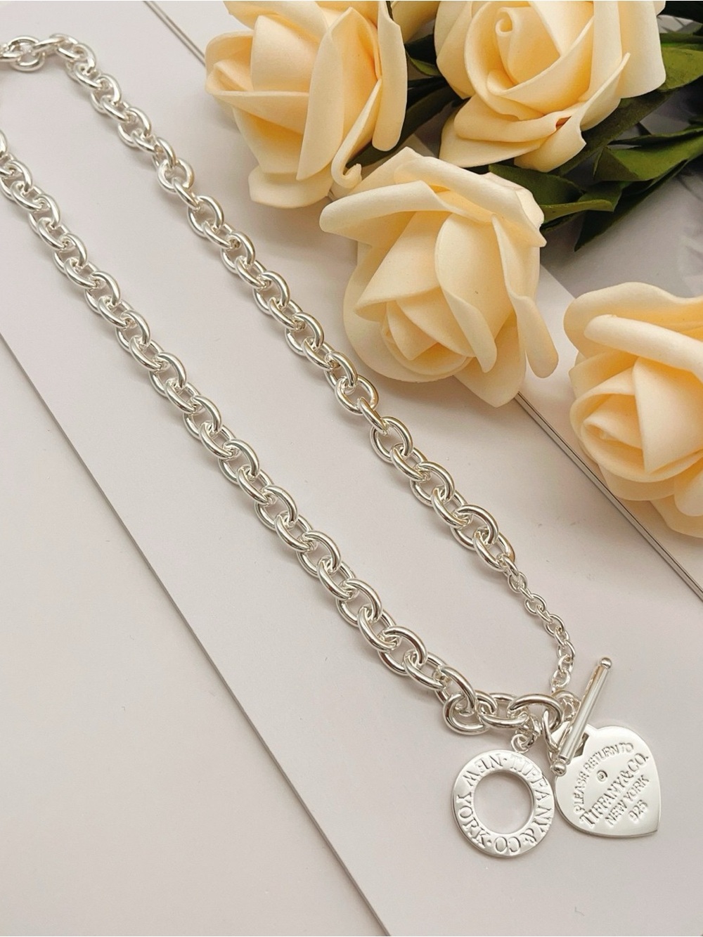 Tiffany & Co. Silver Heart Toggle Chain Necklace